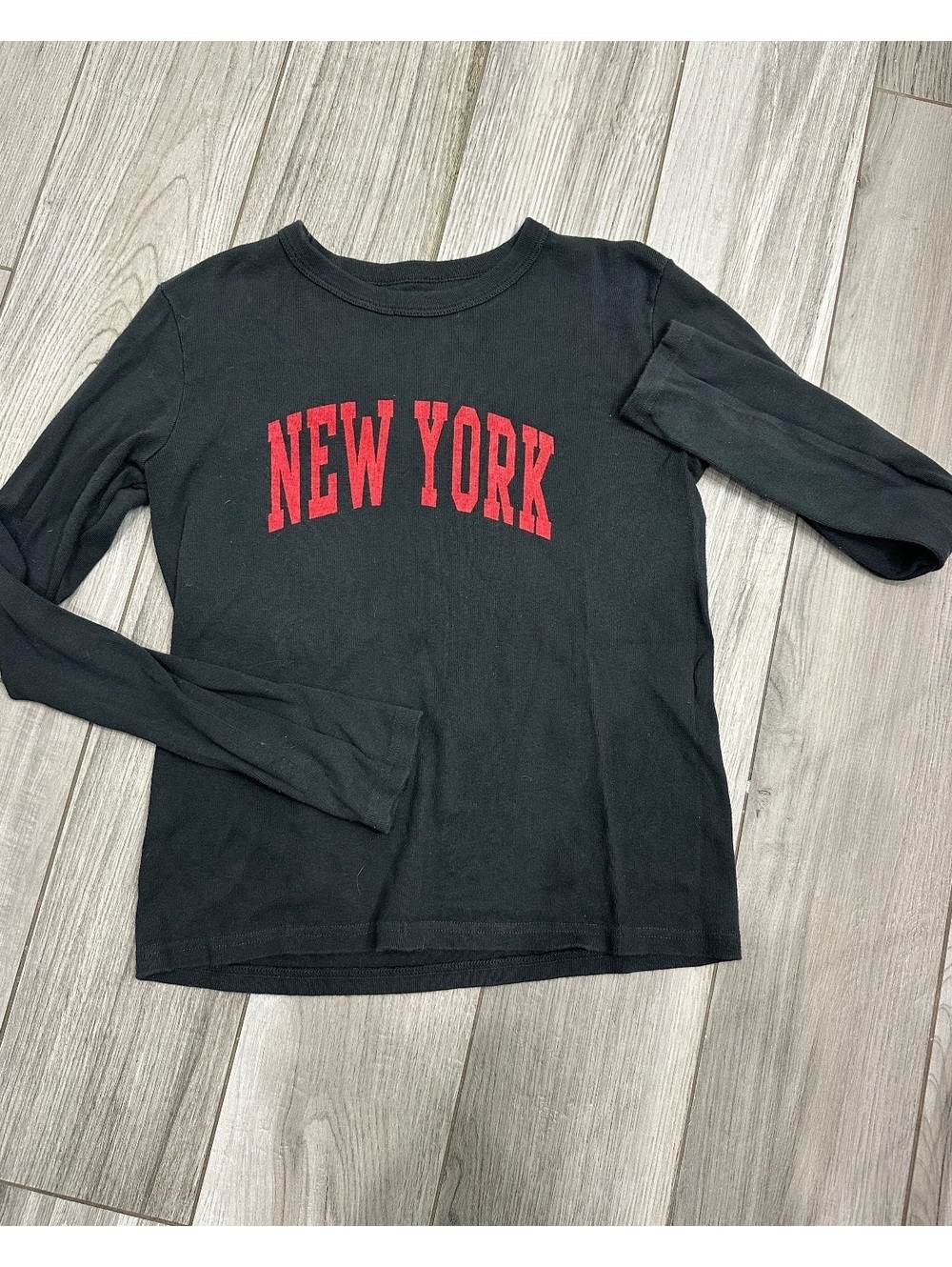 John Galt Black Long Sleeve New York Graphic T-Shirt Medium